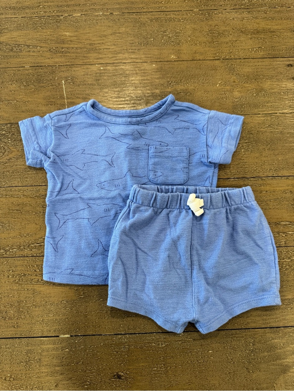 Carter's Blue Shark Pocket Tee & Shorts Set